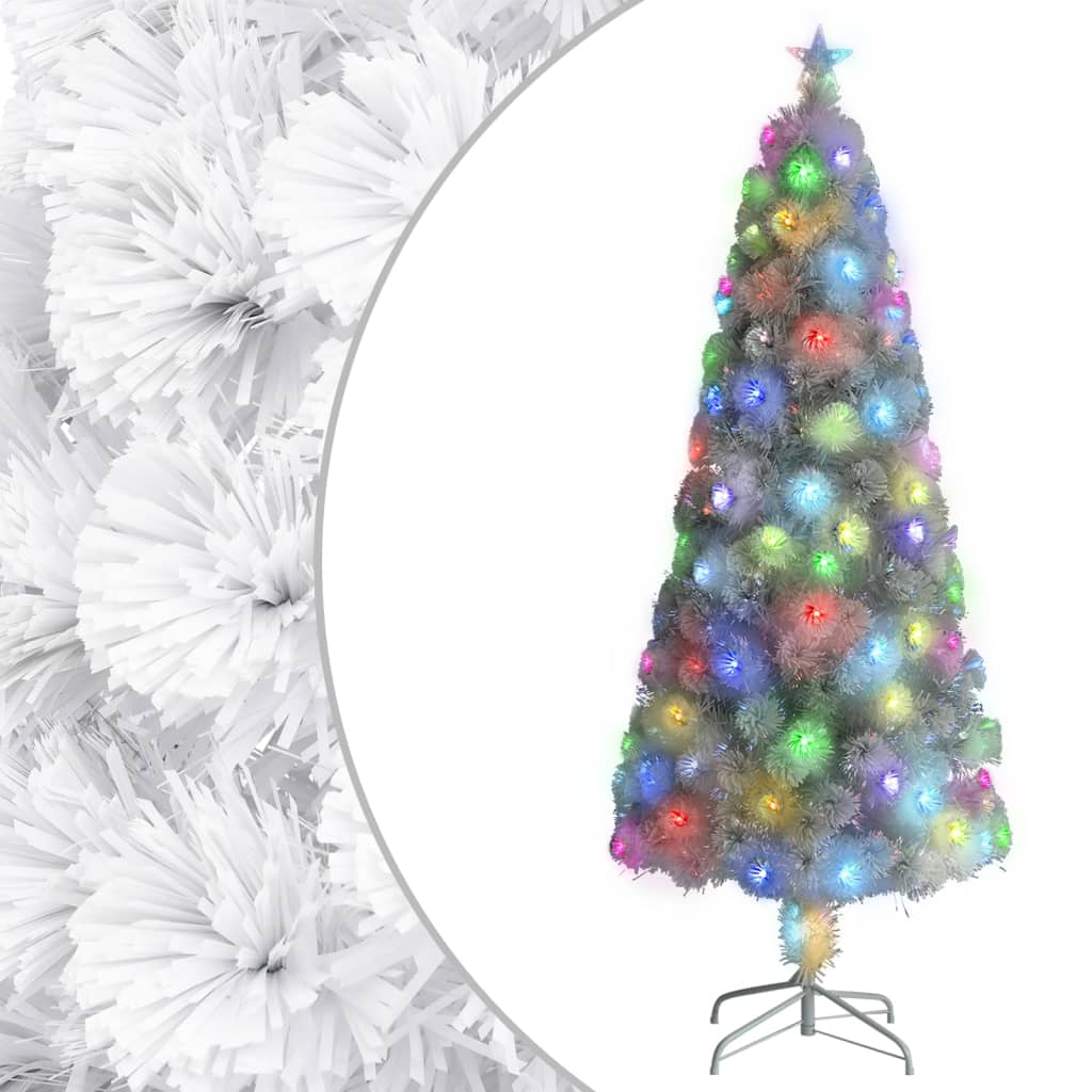Künstlicher Weihnachtsbaum mit Beleuchtung Weiß 210cm Glasfaser Künstlicher Weihnachtsbaum mit Beleuchtung Weiß 210cm Glasfaser