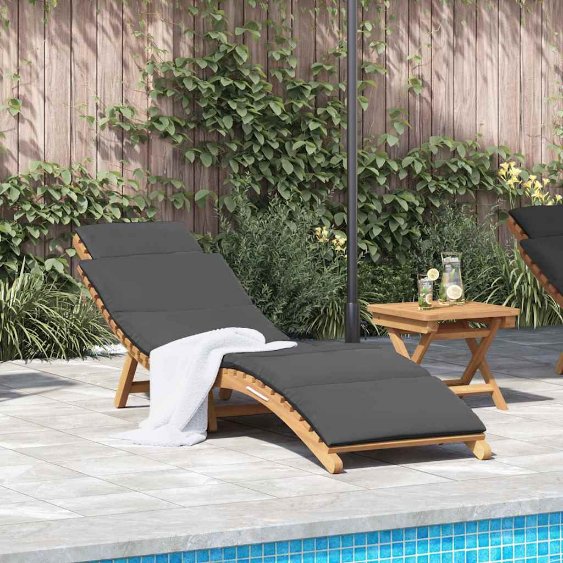 Sonnenliege Dunkelgrau 188 x 55 x 59 cm Teak-Massivholz Sonnenliege Dunkelgrau 188 x 55 x 59 cm Teak-Massivholz