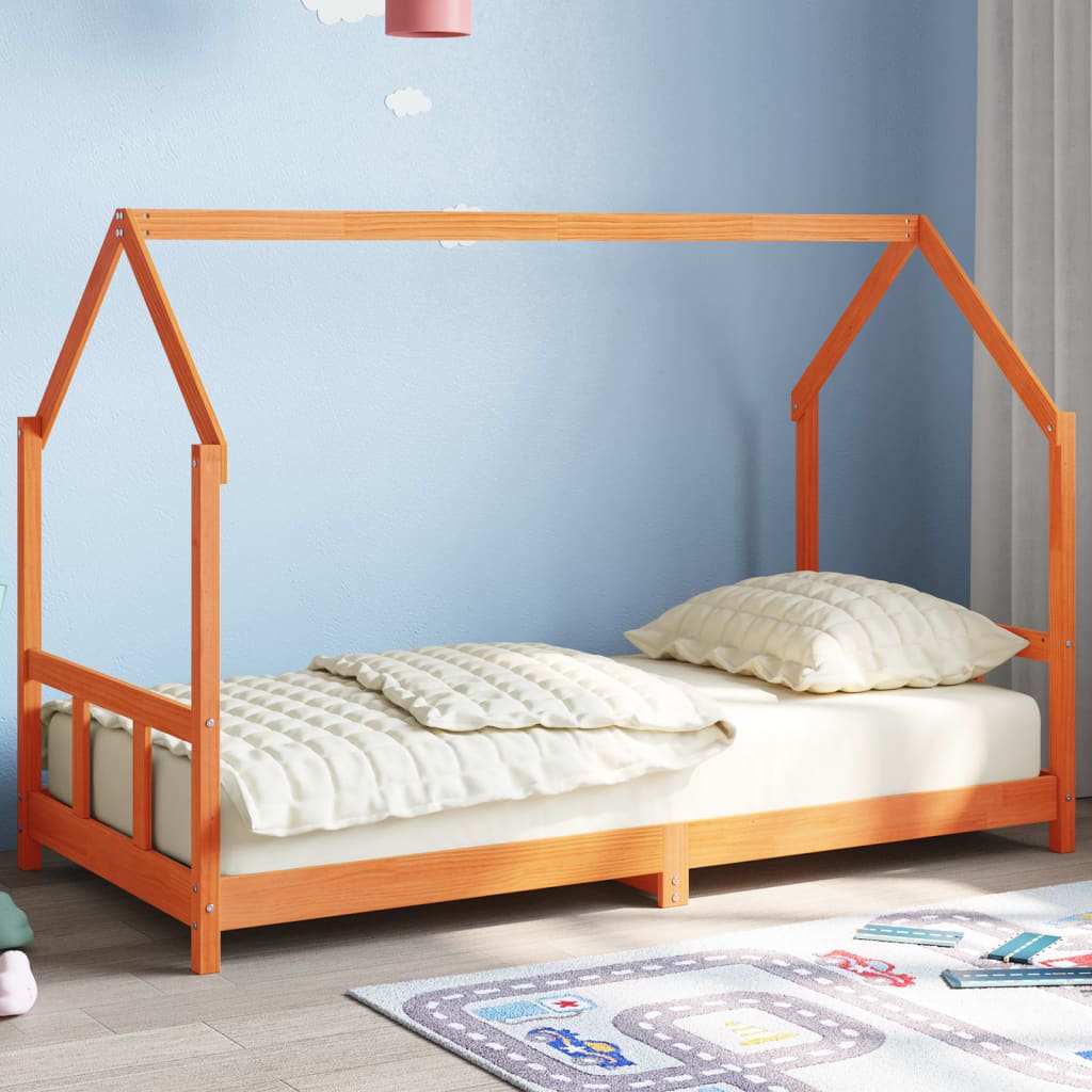 Kinderbett Wachsbraun 90x190 cm Massivholz Kiefer Kinderbett Wachsbraun 90x190 cm Massivholz Kiefer