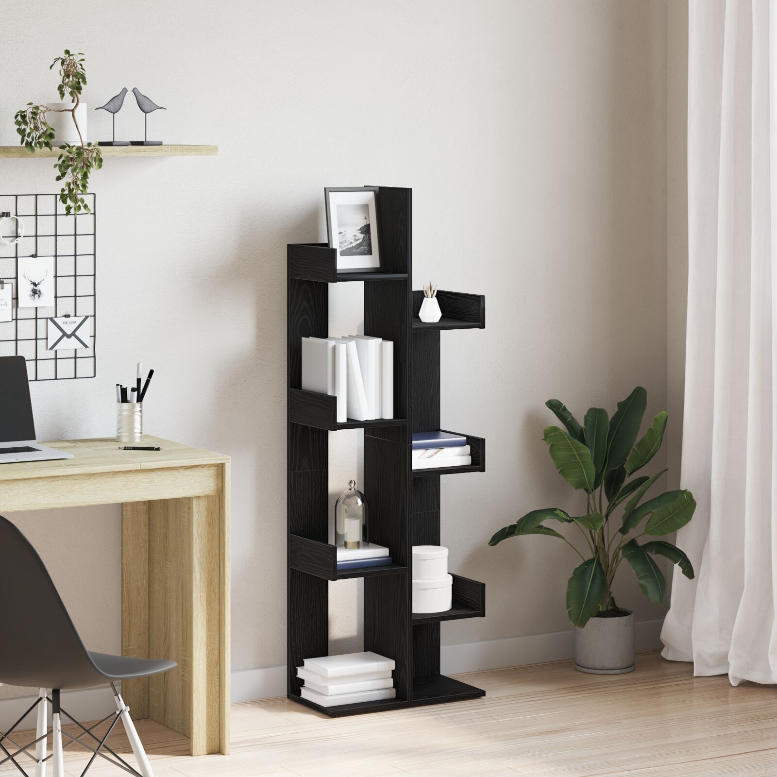 vidaXL Bücherregal aus schwarzer Eiche 48x25,5x140 cm aus Ingenieurholz vidaXL Bücherregal aus schwarzer Eiche 48x25,5x140 cm aus Ingenieurholz