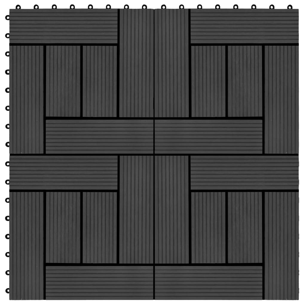 Terrassenfliesen 11 Stück WPC 30 x 30 cm 1 qm Schwarz