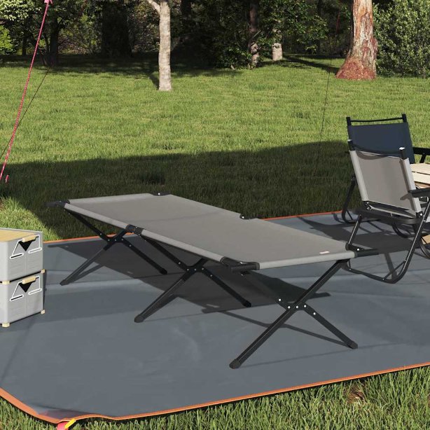 Klapp Schlafbett fürs Camping Grau Oxford Stoff