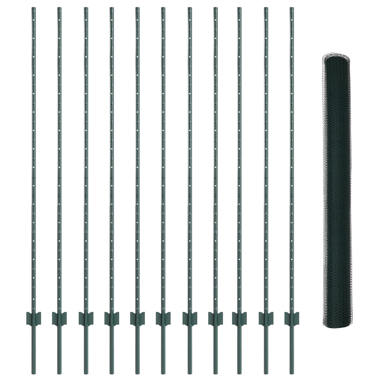 Sechseckzaun-Set Set aus 2 Grün Pulverbeschichteter Stahl