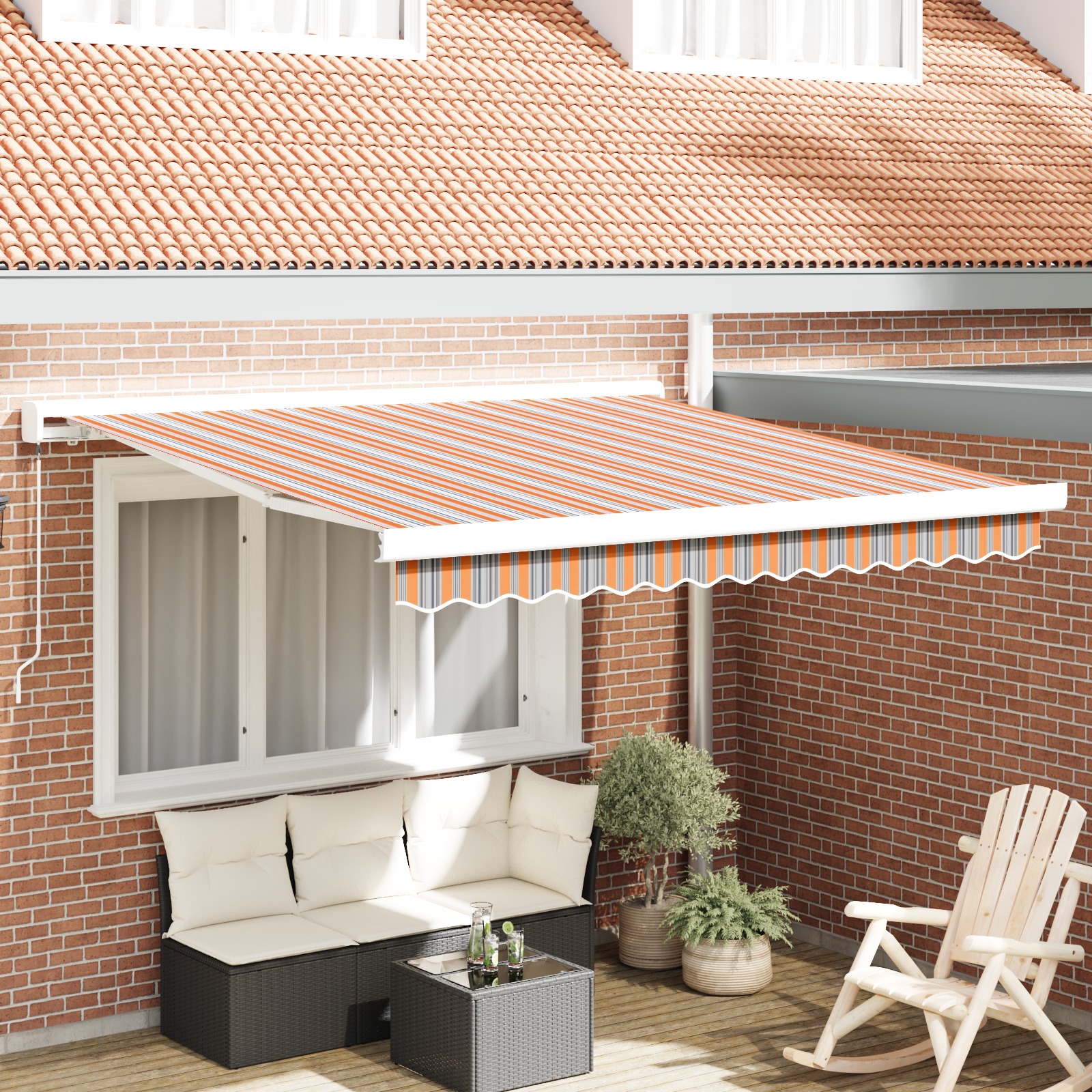 manuelle einziehbare Markise mit mehrfarbigem Streifen 300x250 cm manuelle einziehbare Markise mit mehrfarbigem Streifen 300x250 cm