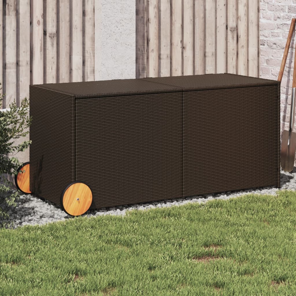 Gartentruhe mit Rollen Braun 283L Poly Rattan Gartentruhe mit Rollen Braun 283L Poly Rattan
