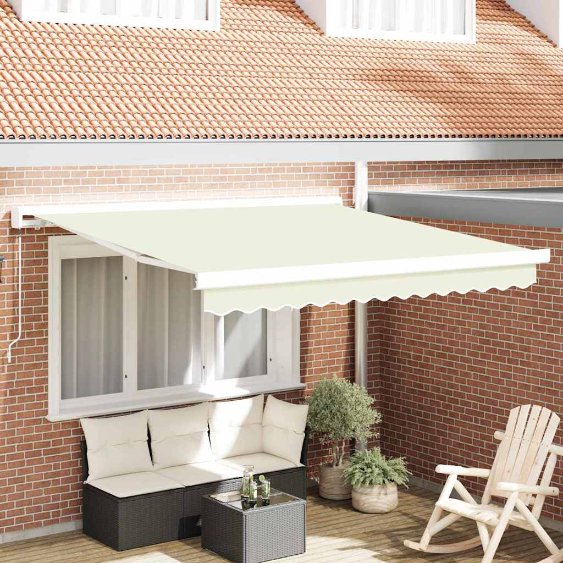 Einziehbare Markise Creme 300 x 250 cm Stoff, Metall