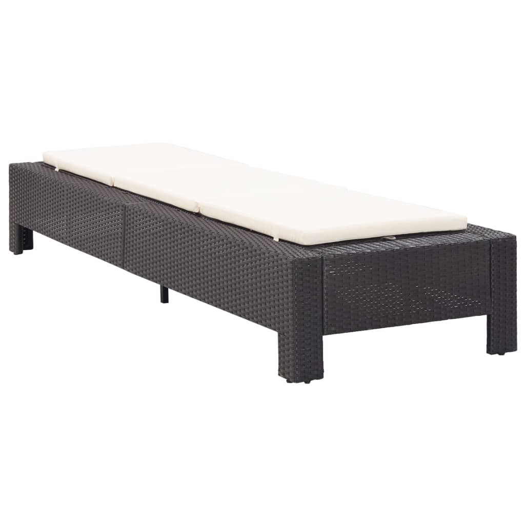 Sonnenliege mit Auflage Schwarz Poly Rattan Sonnenliege mit Auflage Schwarz Poly Rattan