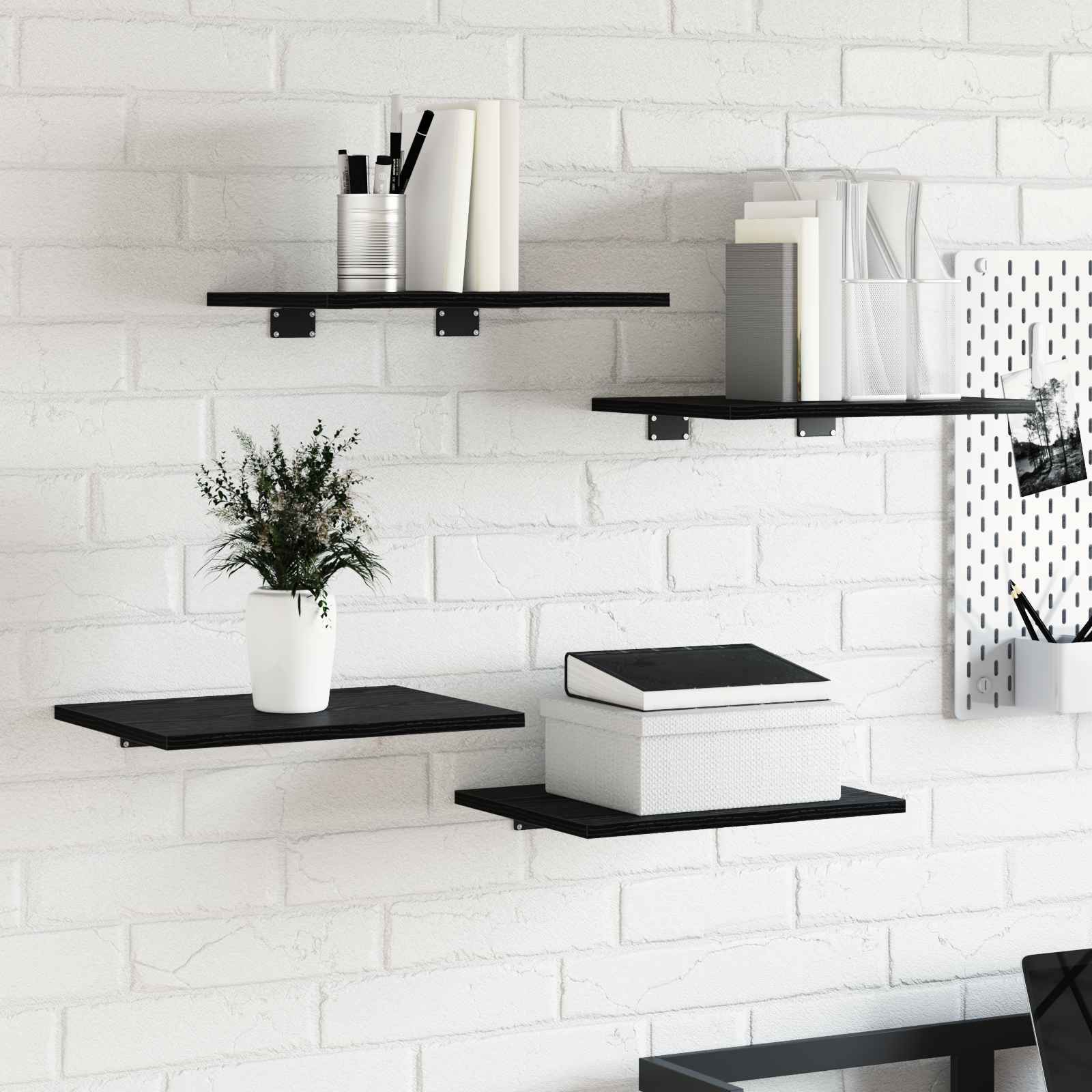 Wandmontierte Regale Schwarz Eiche Holzwerkstoff 40 x 30 x 1,5 cm Wandmontierte Regale Schwarz Eiche Holzwerkstoff 40 x 30 x 1,5 cm