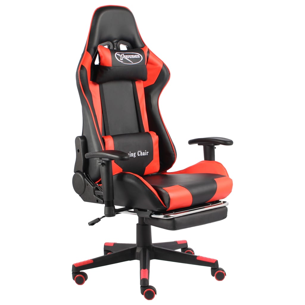 Gaming-Stuhl mit Fußstütze Drehbar Rot PVC Gaming-Stuhl mit Fußstütze Drehbar Rot PVC