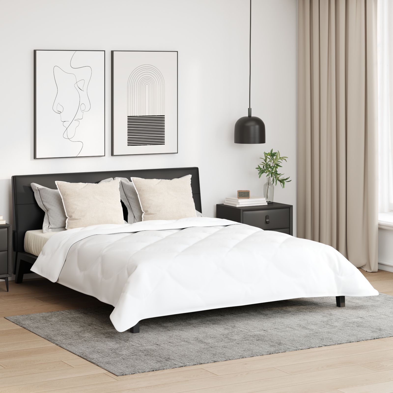 Winterbettdecke mit Kissen 3 pcs Weiß 240 x 220 cm Mikrofaser