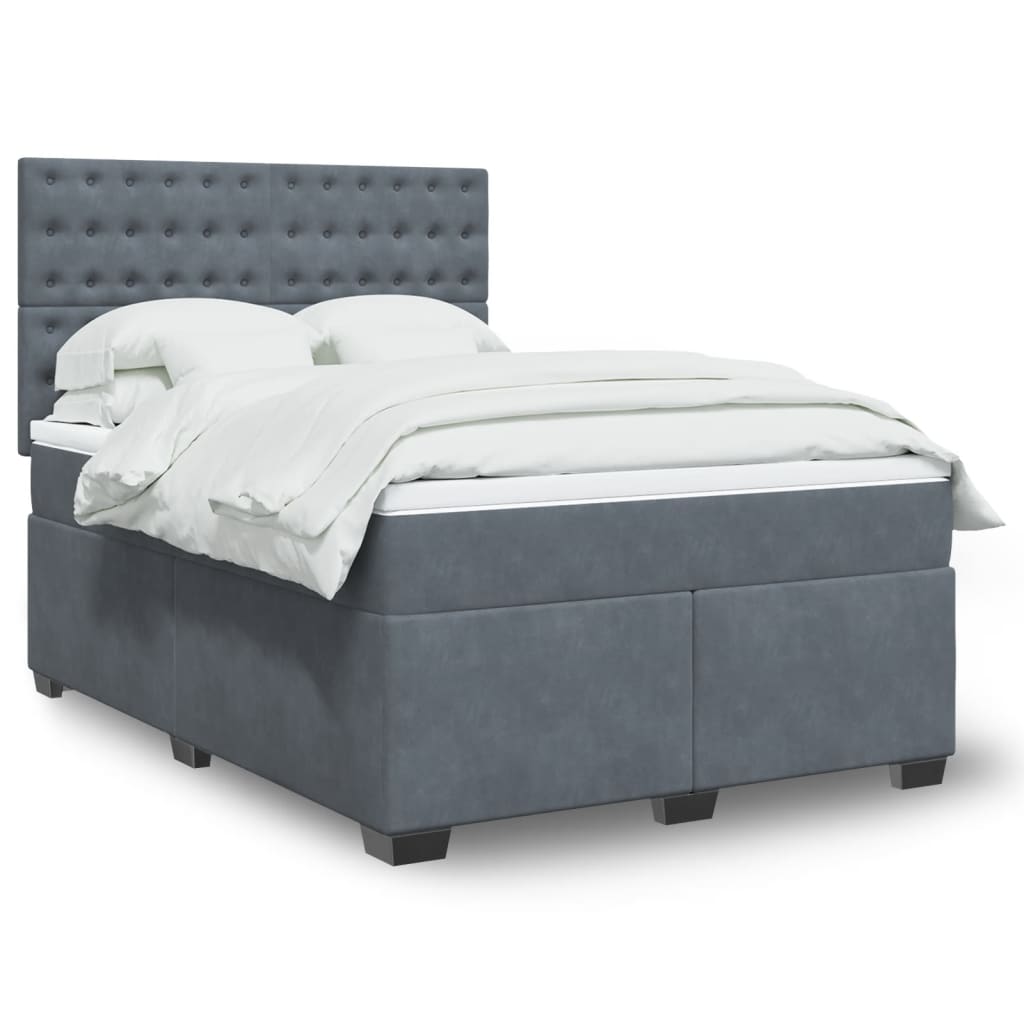 Boxspringbett mit Matratze Dunkelgrau 160x200 cm Samt Boxspringbett mit Matratze Dunkelgrau 160x200 cm Samt