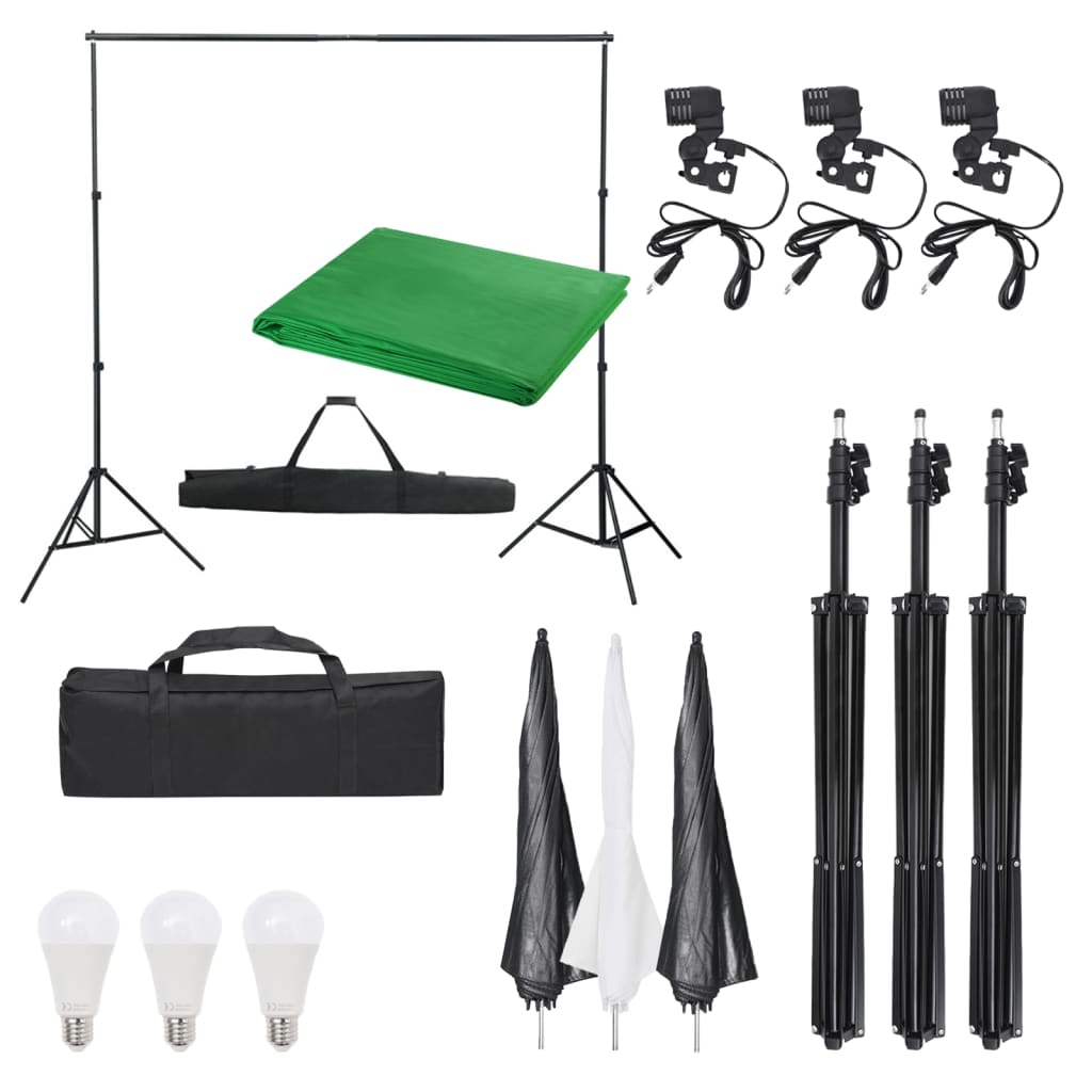 Fotostudio-Set mit Beleuchtung und Hintergrund Fotostudio-Set mit Beleuchtung und Hintergrund