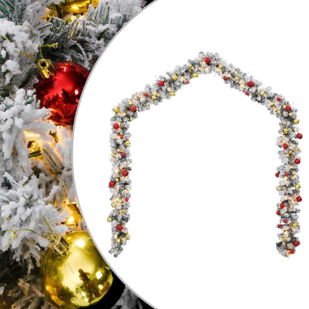 Weihnachtsgirlande mit Kugeln und LED-Leuchten Grün 20 m PVC Weihnachtsgirlande mit Kugeln und LED-Leuchten Grün 20 m PVC