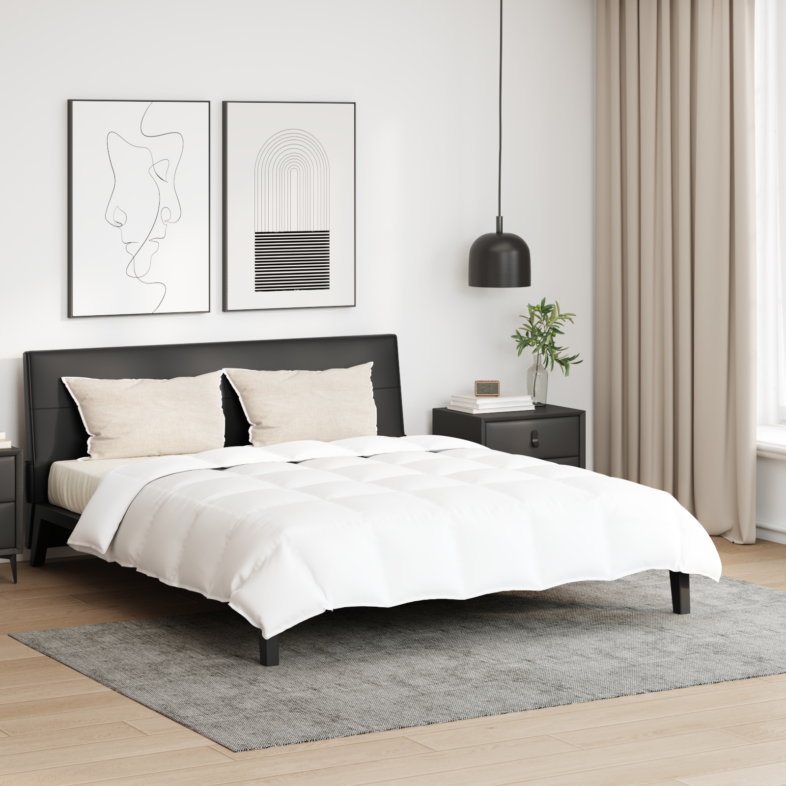 Bettdecke mit Kissen 3 pcs Weiß 240 x 220 cm Daunen