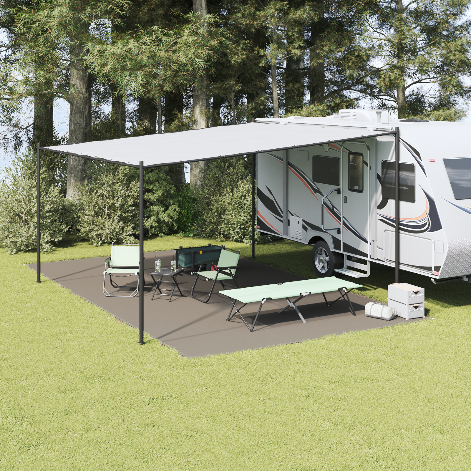 Zeltplane Hellgrau Polyester 400 x 700 cm Langlebig Zeltplane Zeltplane Hellgrau Polyester 400 x 700 cm Langlebig Zeltplane