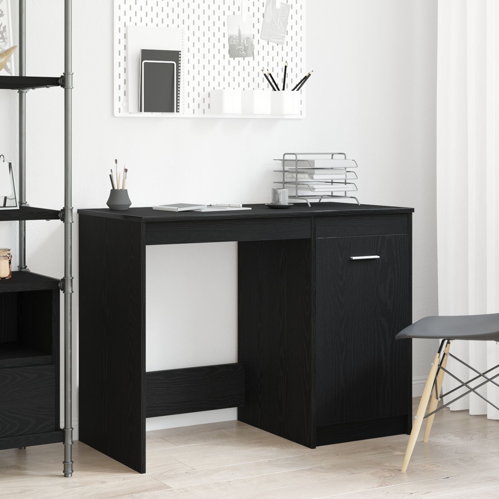 Schreibtisch Schwarz Eiche 100x50x76 cm Holzwerkstoff Schreibtisch Schwarz Eiche 100x50x76 cm Holzwerkstoff