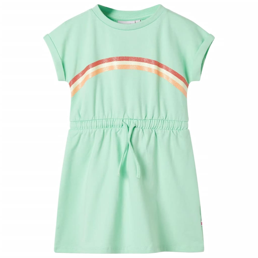Kinderkleid mit Kordelzug Hellgrün 128 Kinderkleid mit Kordelzug Hellgrün 128
