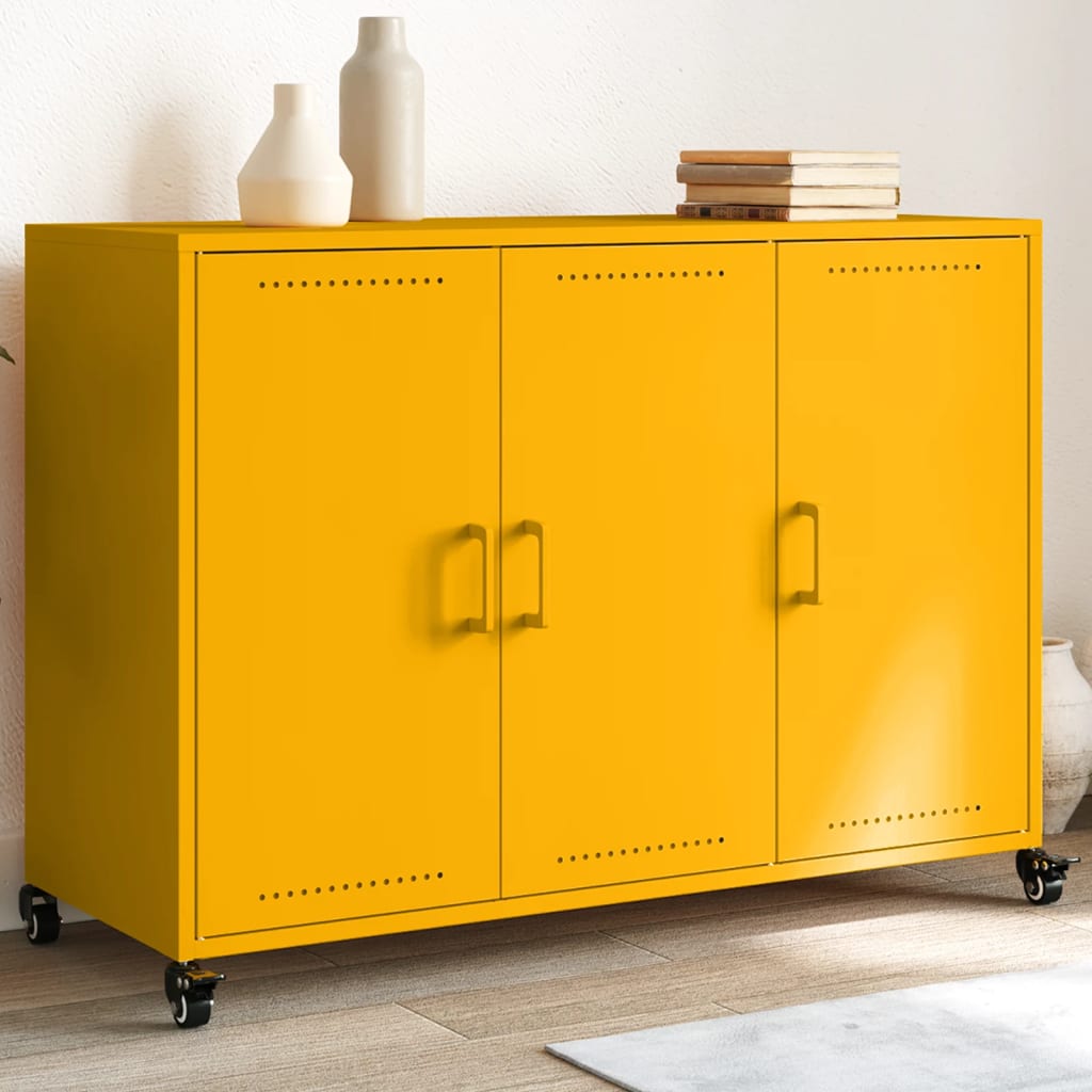 Sideboard Senfgelb 100,5x39x72 cm Kaltgewalzter Stahl
