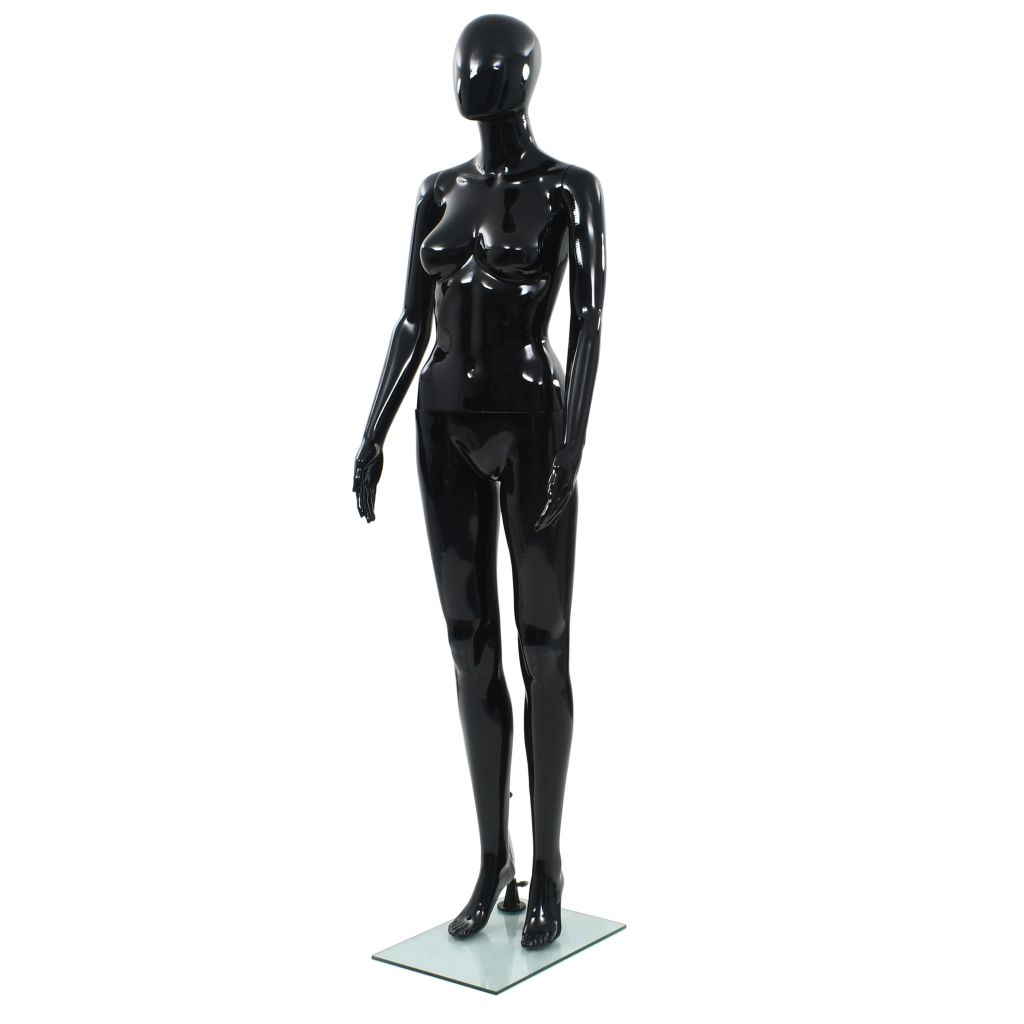 Weibliche Schaufensterpuppe mit Glassockel Schwarz 175 cm Weibliche Schaufensterpuppe mit Glassockel Schwarz 175 cm