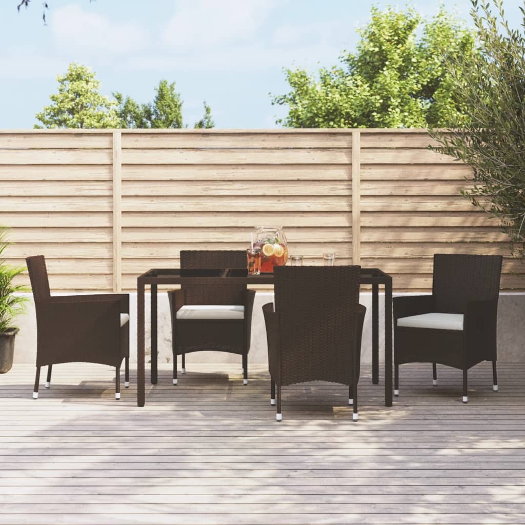 Gartenstühle mit Kissen 4 Stk. Braun Poly Rattan (nur UK/IE/FI/NO) Gartenstühle mit Kissen 4 Stk. Braun Poly Rattan (nur UK/IE/FI/NO)