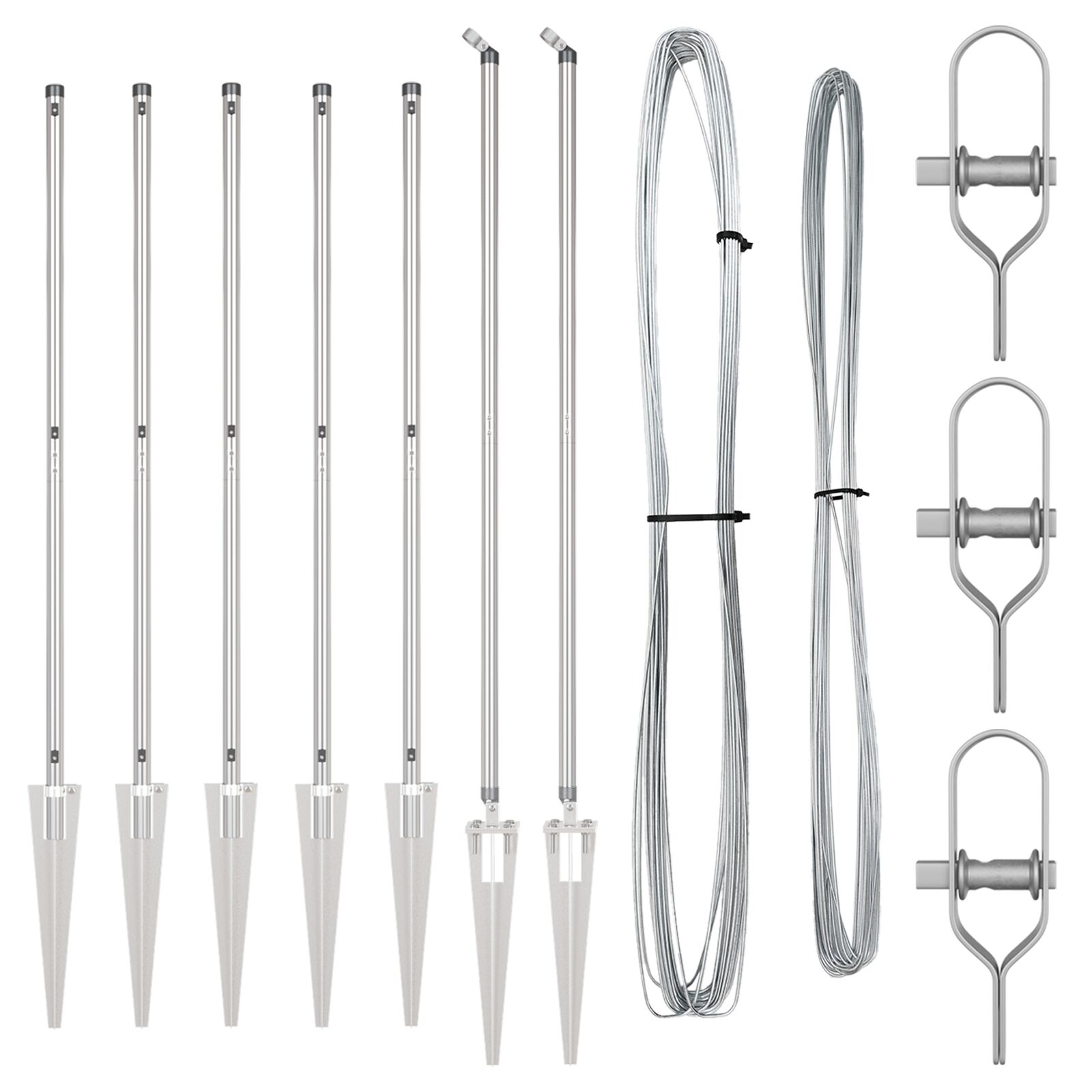 Zaunpfosten mit Spitze 7 Stück Ø32 mm 140 cm Galvanisiertes Stahl