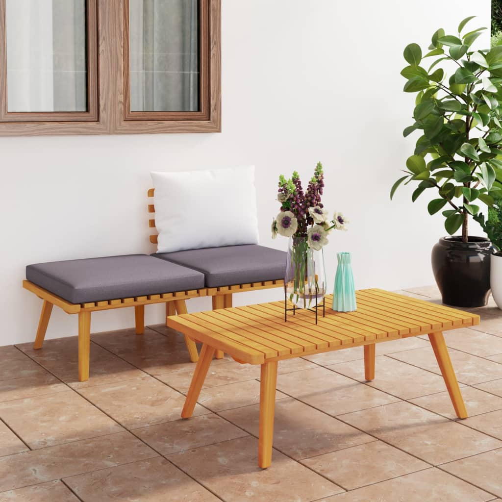 3-tlg. Garten-Lounge-Set mit Kissen Massivholz Akazie 3-tlg. Garten-Lounge-Set mit Kissen Massivholz Akazie