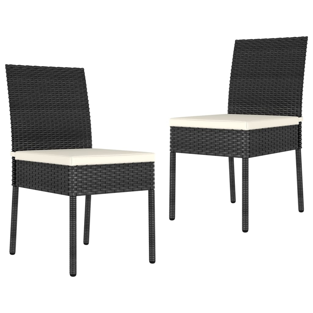 Garten-Essstühle 2 Stk. Poly Rattan Schwarz Garten-Essstühle 2 Stk. Poly Rattan Schwarz