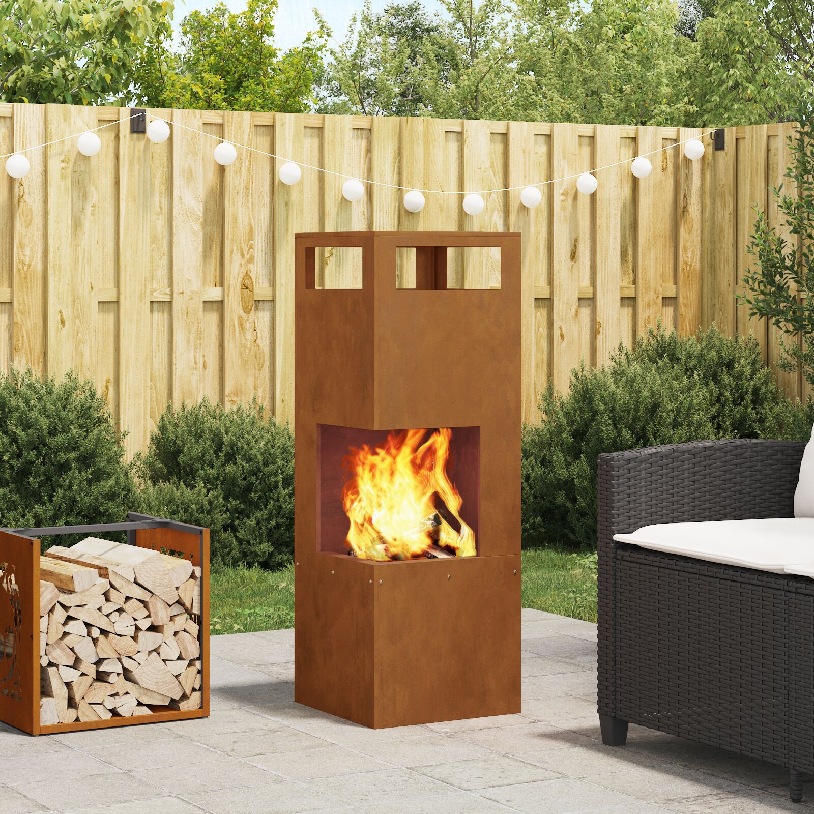 vidaXL Feuerstelle Quadrat 35x35x100 cm Wetterbeständiger Stahl vidaXL Feuerstelle Quadrat 35x35x100 cm Wetterbeständiger Stahl