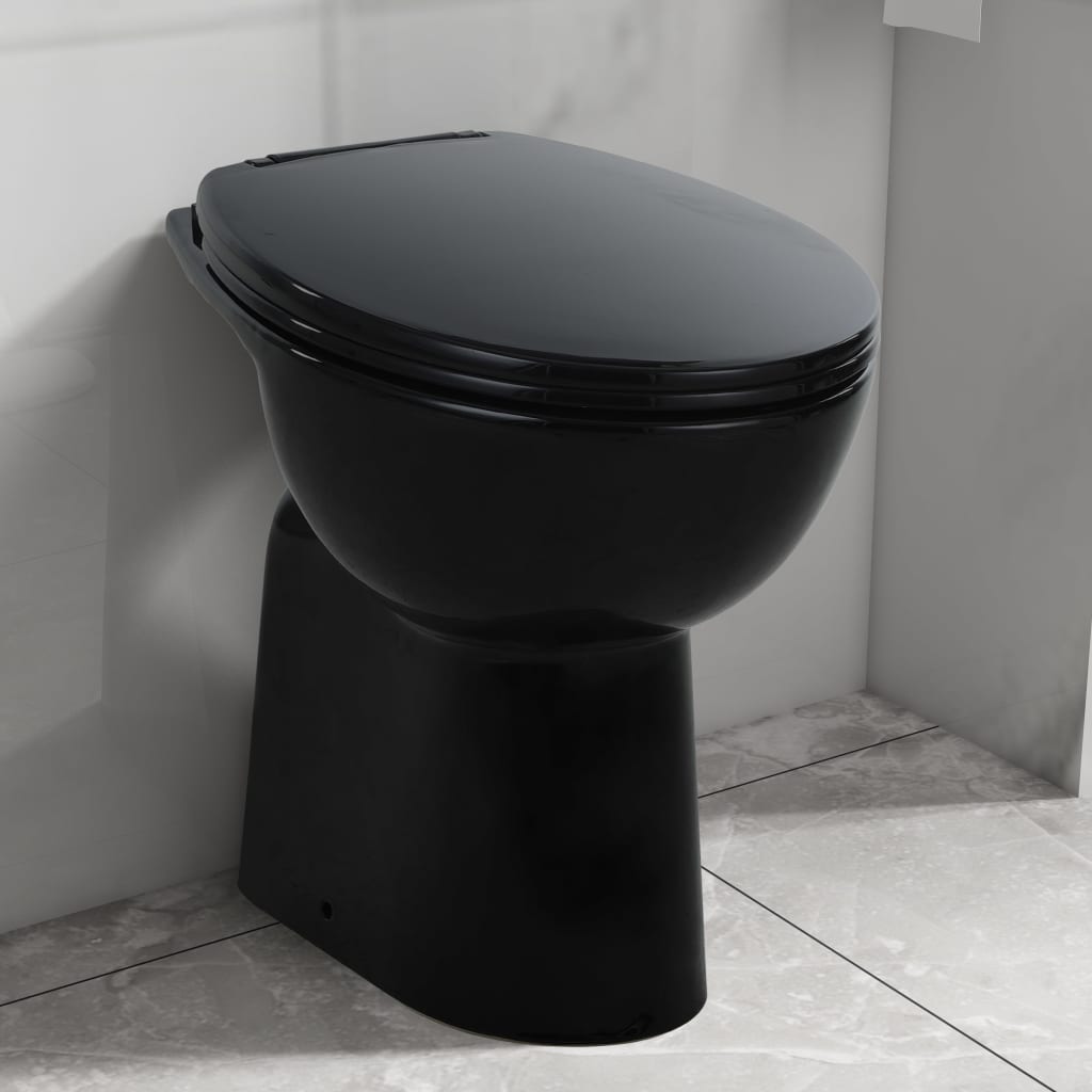 Hohe Spülrandlose Toilette Soft-Close 7cm Höher Keramik Schwarz Hohe Spülrandlose Toilette Soft-Close 7cm Höher Keramik Schwarz