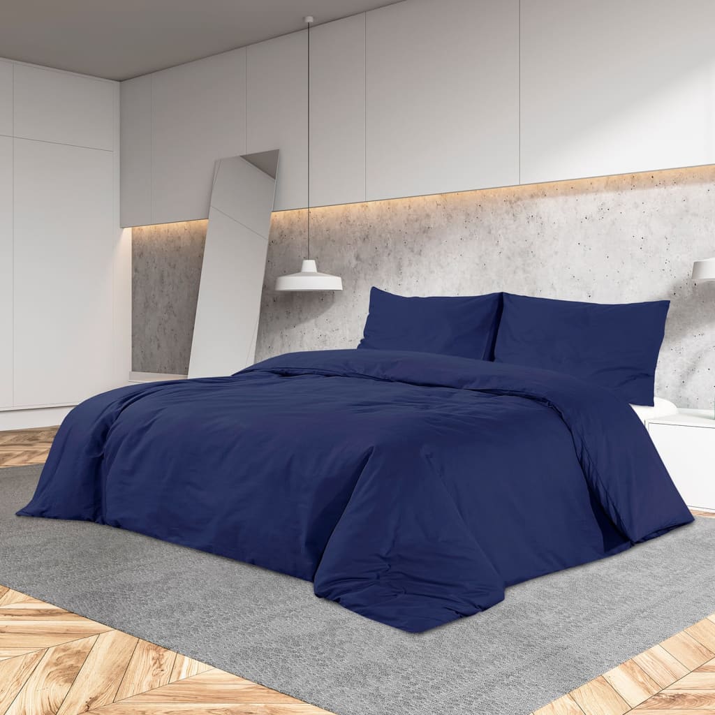 Bettwäsche-Set Marineblau 260x220 cm Leichte Mikrofaser Bettwäsche-Set Marineblau 260x220 cm Leichte Mikrofaser