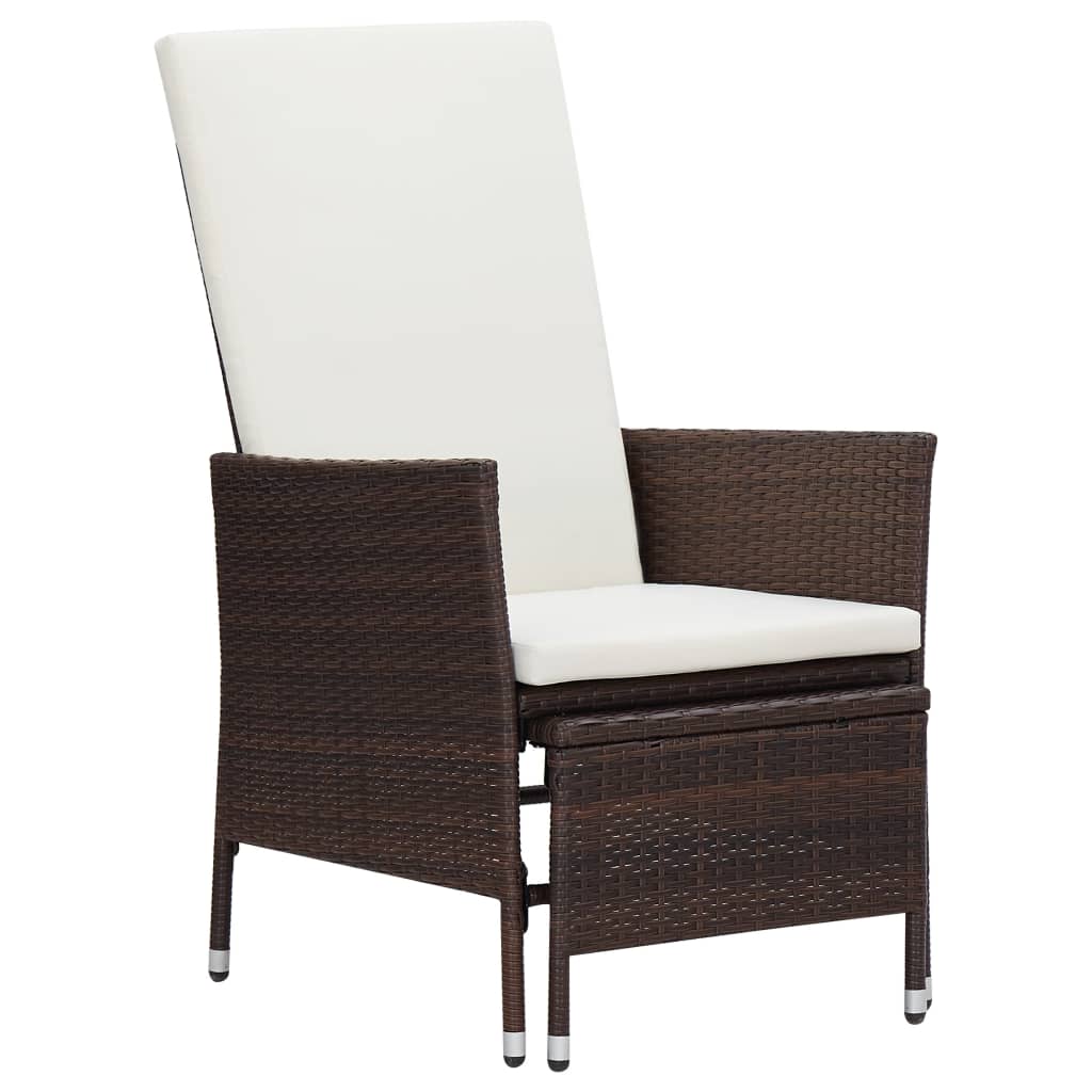 Garten-Liegestuhl mit Auflagen Poly Rattan Braun Garten-Liegestuhl mit Auflagen Poly Rattan Braun