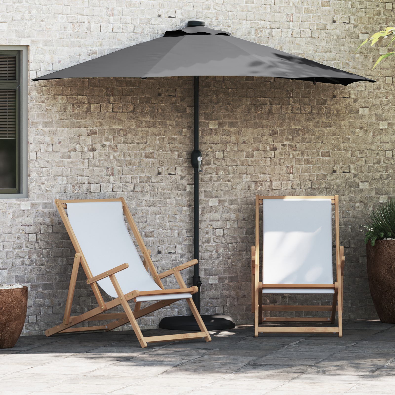 Gartenparasol Anthrazit 294 x 150 x 223 cm Stoff Gartenparasol Anthrazit 294 x 150 x 223 cm Stoff
