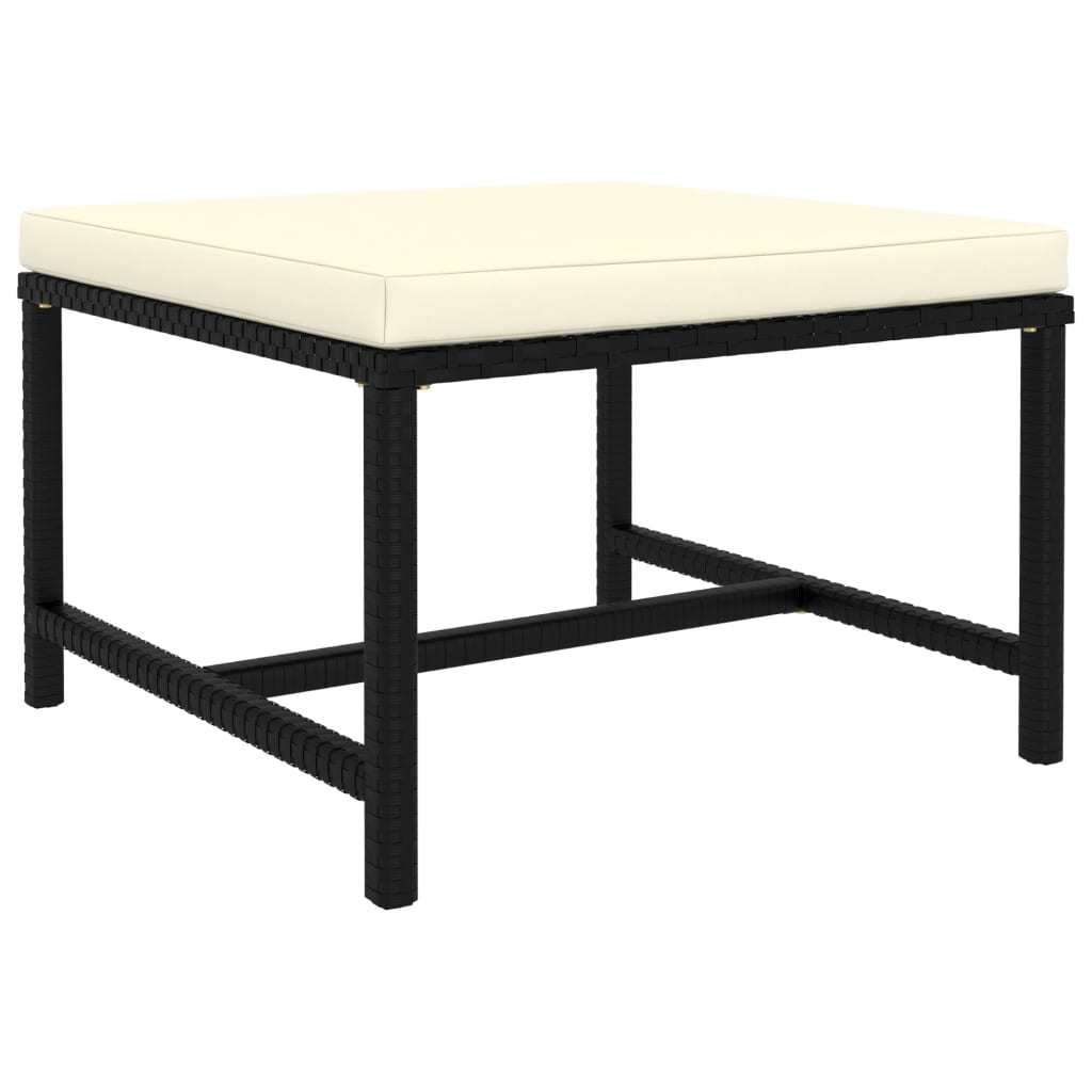 Modular-Fußhocker mit Kissen Schwarz Poly Rattan Modular-Fußhocker mit Kissen Schwarz Poly Rattan