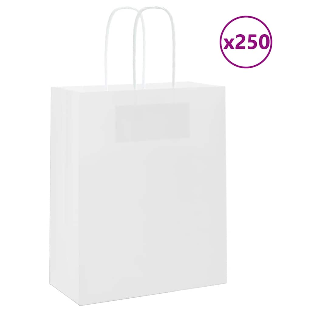 Papiertragetaschen 250 Stk. mit Henkeln Weiß 18x8x22 cm Papiertragetaschen 250 Stk. mit Henkeln Weiß 18x8x22 cm