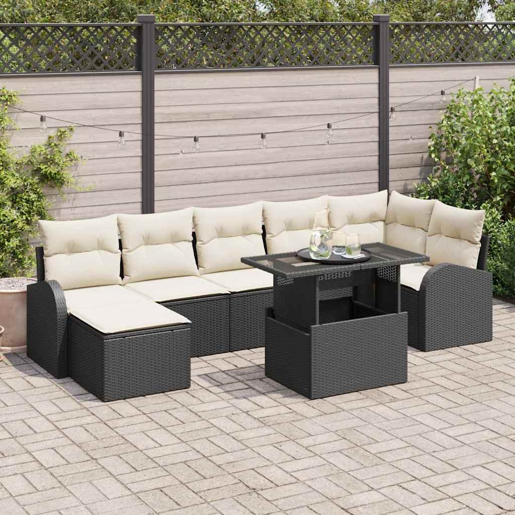 Garten-Sofa-Set mit Kissen 8 pcs Schwarz und Creme Garten-Sofa-Set mit Kissen 8 pcs Schwarz und Creme