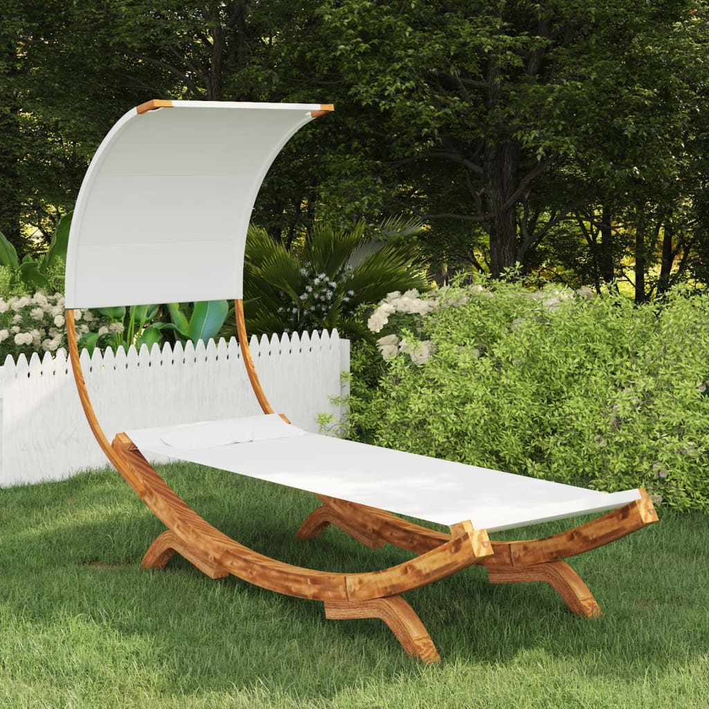 Sonnenliege mit Dach 100x200x126 cm Bugholz Massiv Creme Sonnenliege mit Dach 100x200x126 cm Bugholz Massiv Creme