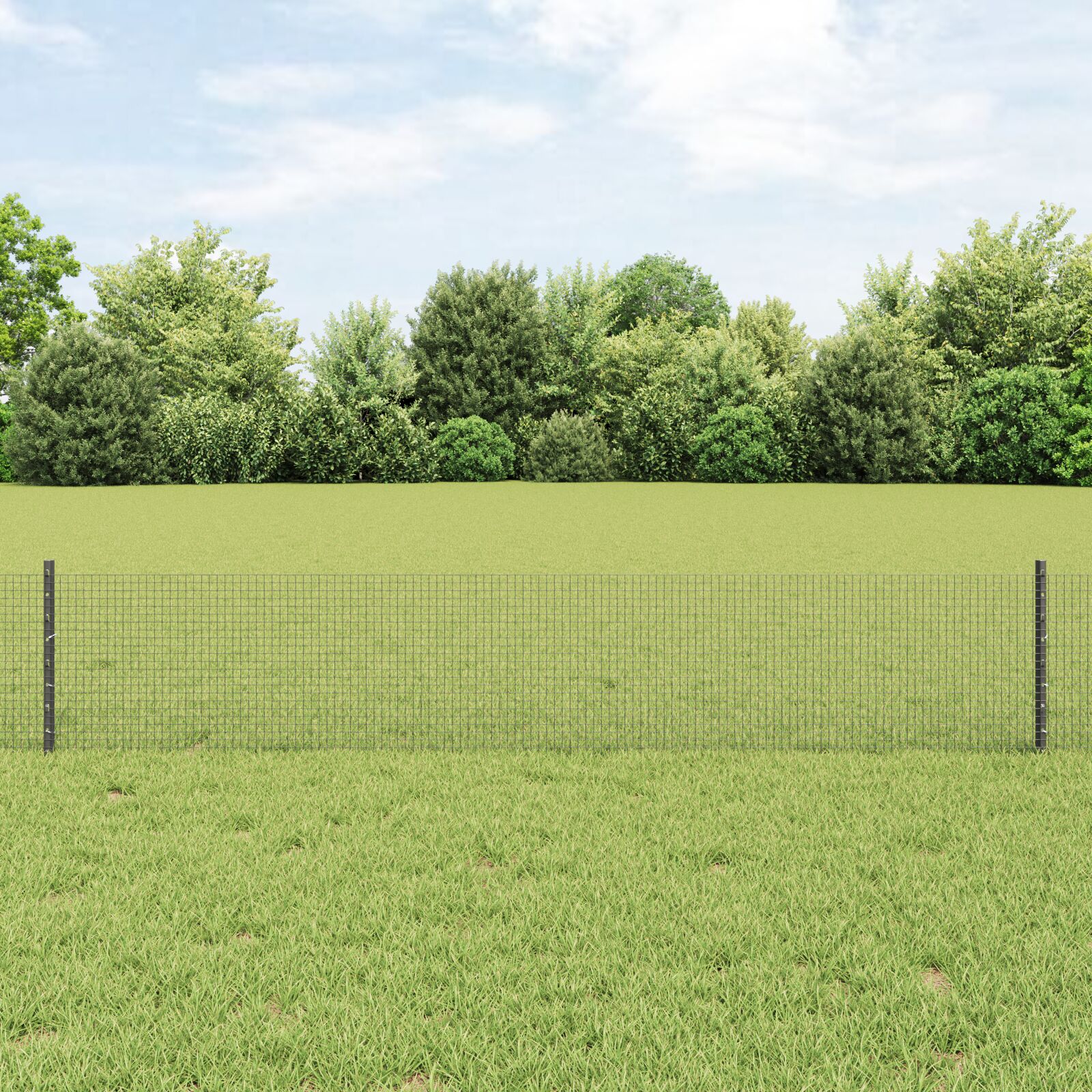 Geschweißter Drahtzaun mit 11 U-Posten Grau 0.4 x 25 m Stahl
