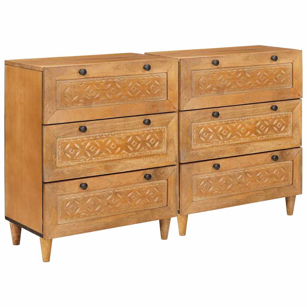 Sideboard 2 pcs Braun 60 x 33 x 75 cm massives Mangoholz Sideboard 2 pcs Braun 60 x 33 x 75 cm massives Mangoholz