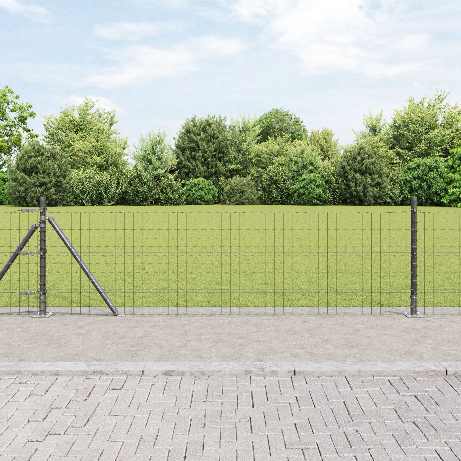 vidaXL Zaunpfosten Set mit 52 Grau Beton 3,2 x 3,2 x 70 cm Langlebig