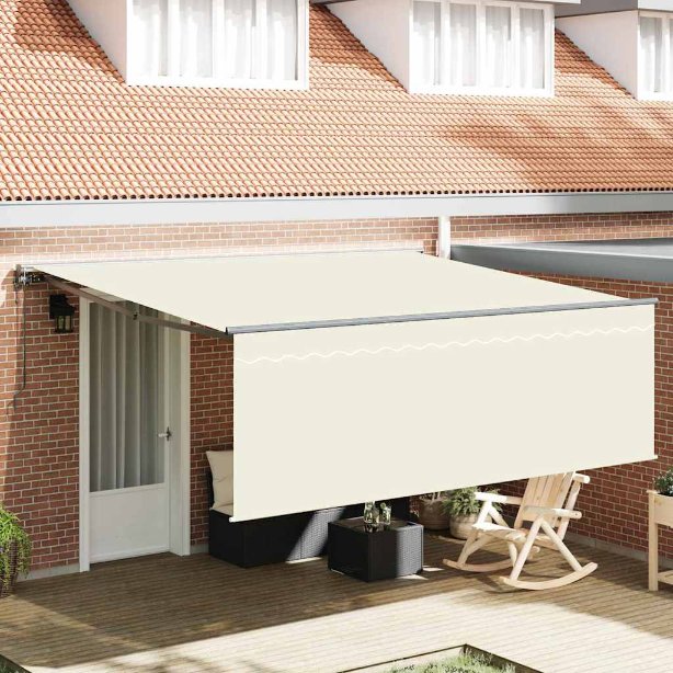 Einziehbare Markise Creme 350 x 250 cm Stoff, Metall