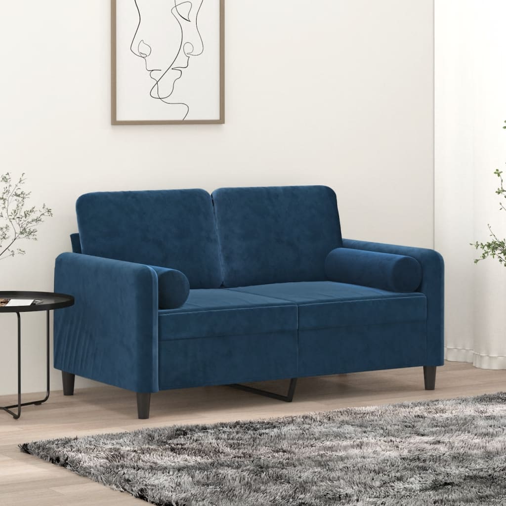 Zierkissen 2 Stk. Blau Ø15x50 cm Samt Zierkissen 2 Stk. Blau Ø15x50 cm Samt