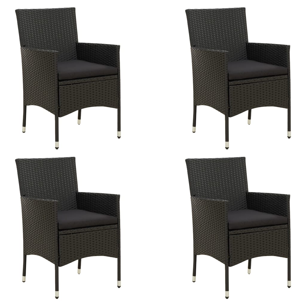 Gartenstühle mit Kissen 4 Stk. Poly Rattan Schwarz Gartenstühle mit Kissen 4 Stk. Poly Rattan Schwarz