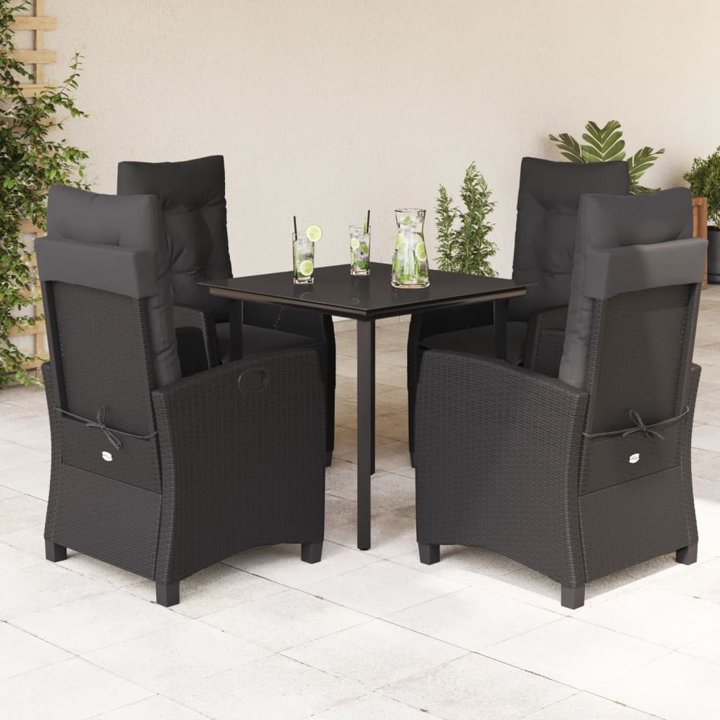 5-tlg. Garten-Essgruppe mit Kissen Schwarz Poly Rattan 5-tlg. Garten-Essgruppe mit Kissen Schwarz Poly Rattan