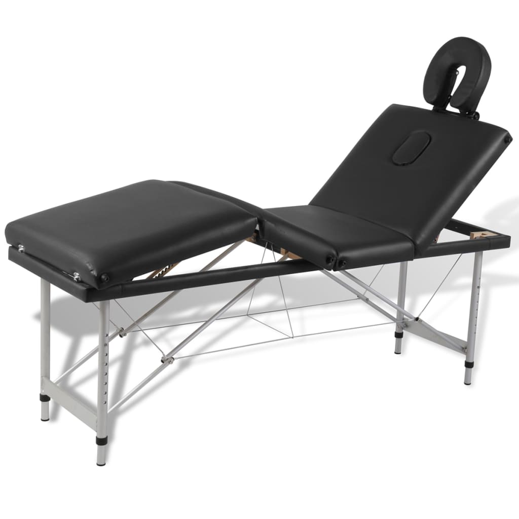 Massageliege Klappbar 4-Zonen mit Aluminiumgestell Schwarz Massageliege Klappbar 4-Zonen mit Aluminiumgestell Schwarz
