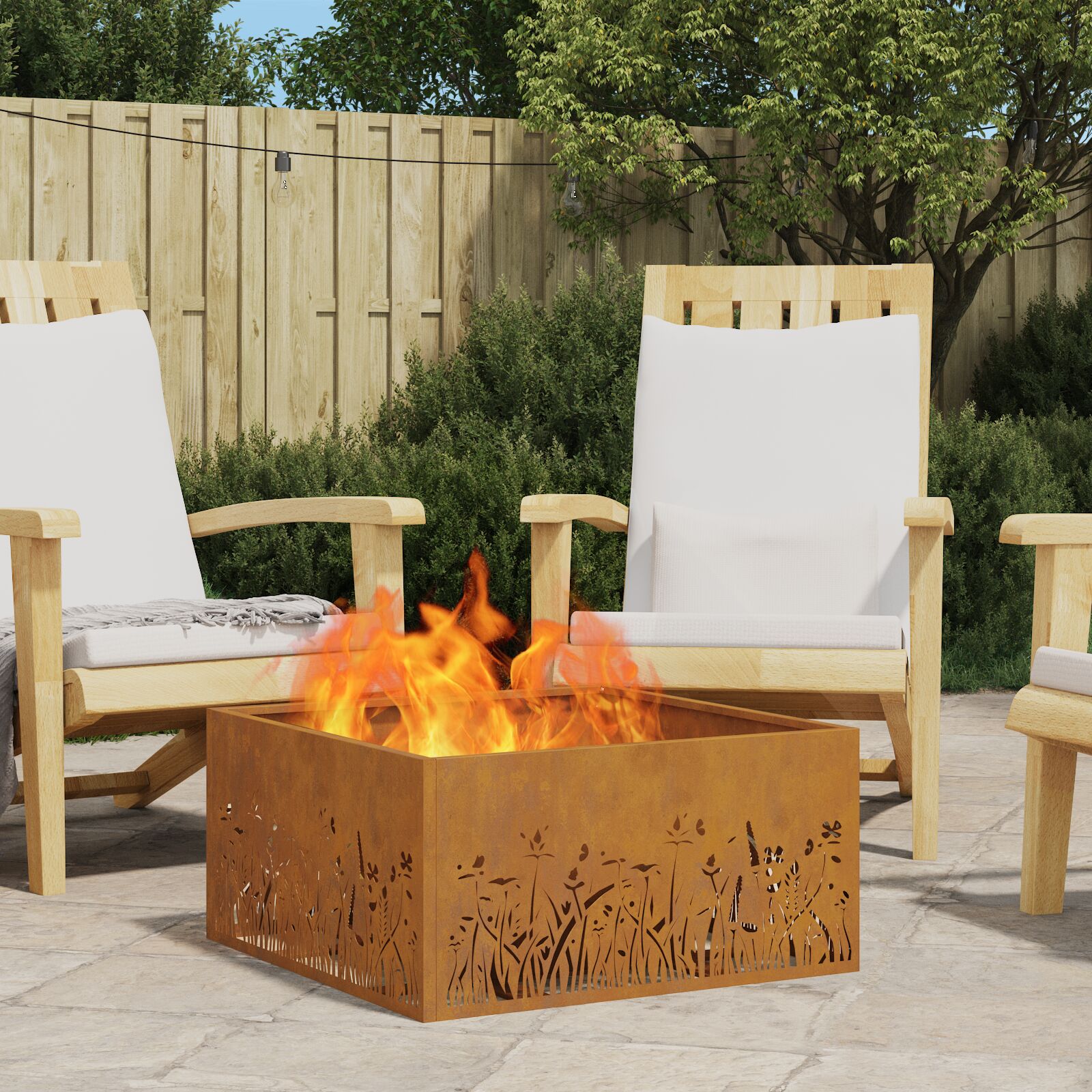vidaXL Feuerstelle Quadrat 60x60x30 cm Wetterstahl vidaXL Feuerstelle Quadrat 60x60x30 cm Wetterstahl