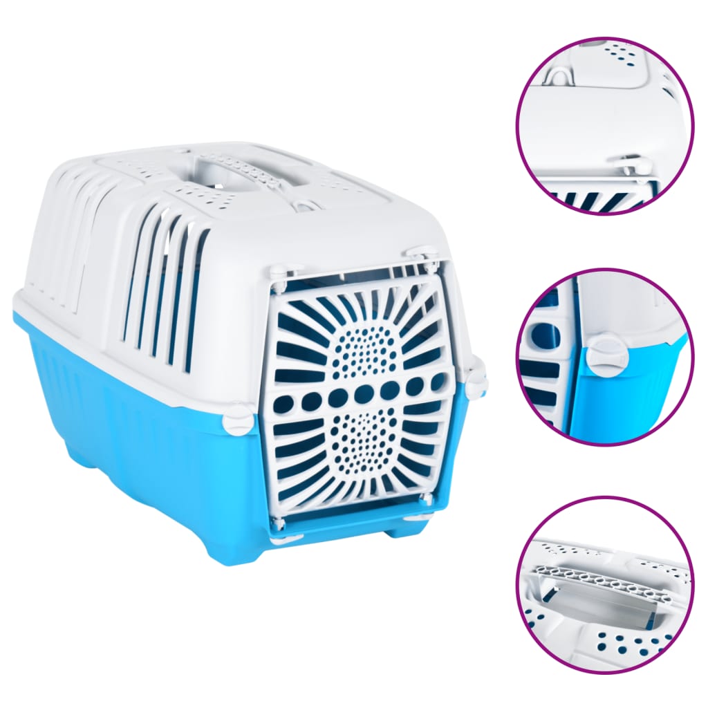 Transportbox für Haustiere Weiß Blau 48x31,5x33 cm Polypropylen Transportbox für Haustiere Weiß Blau 48x31,5x33 cm Polypropylen