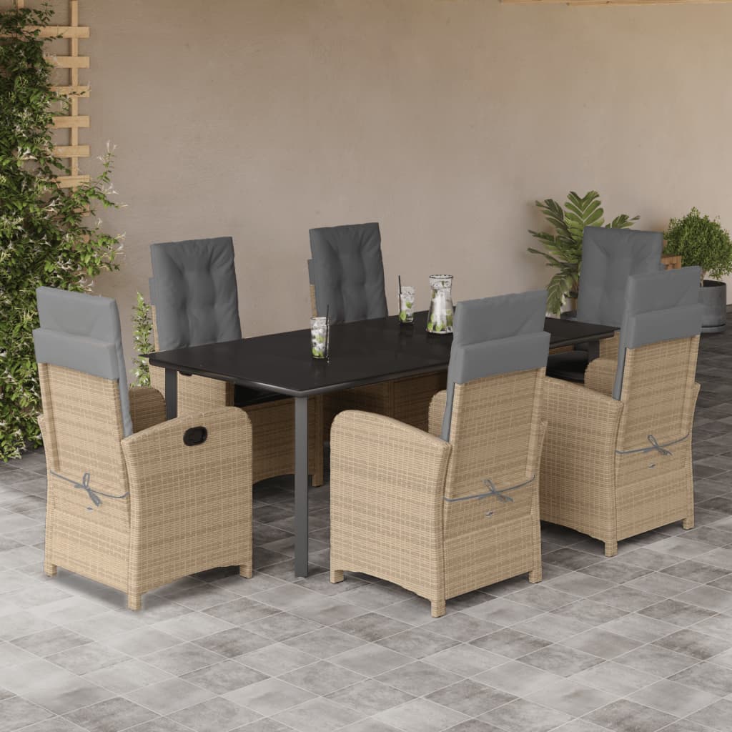 7-tlg. Garten-Essgruppe mit Kissen Beigemischung Poly Rattan 7-tlg. Garten-Essgruppe mit Kissen Beigemischung Poly Rattan