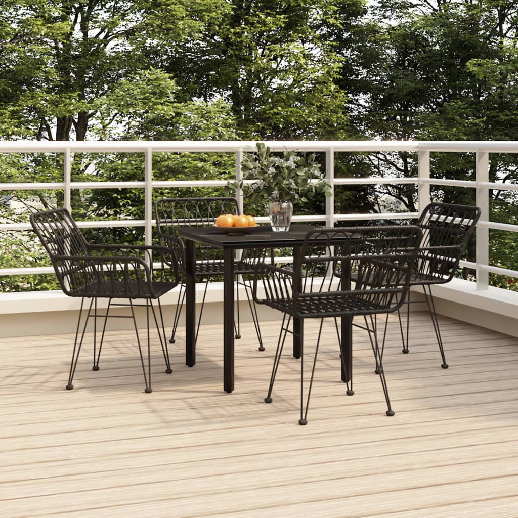 5-tlg. Garten-Essgruppe Schwarz Poly Rattan