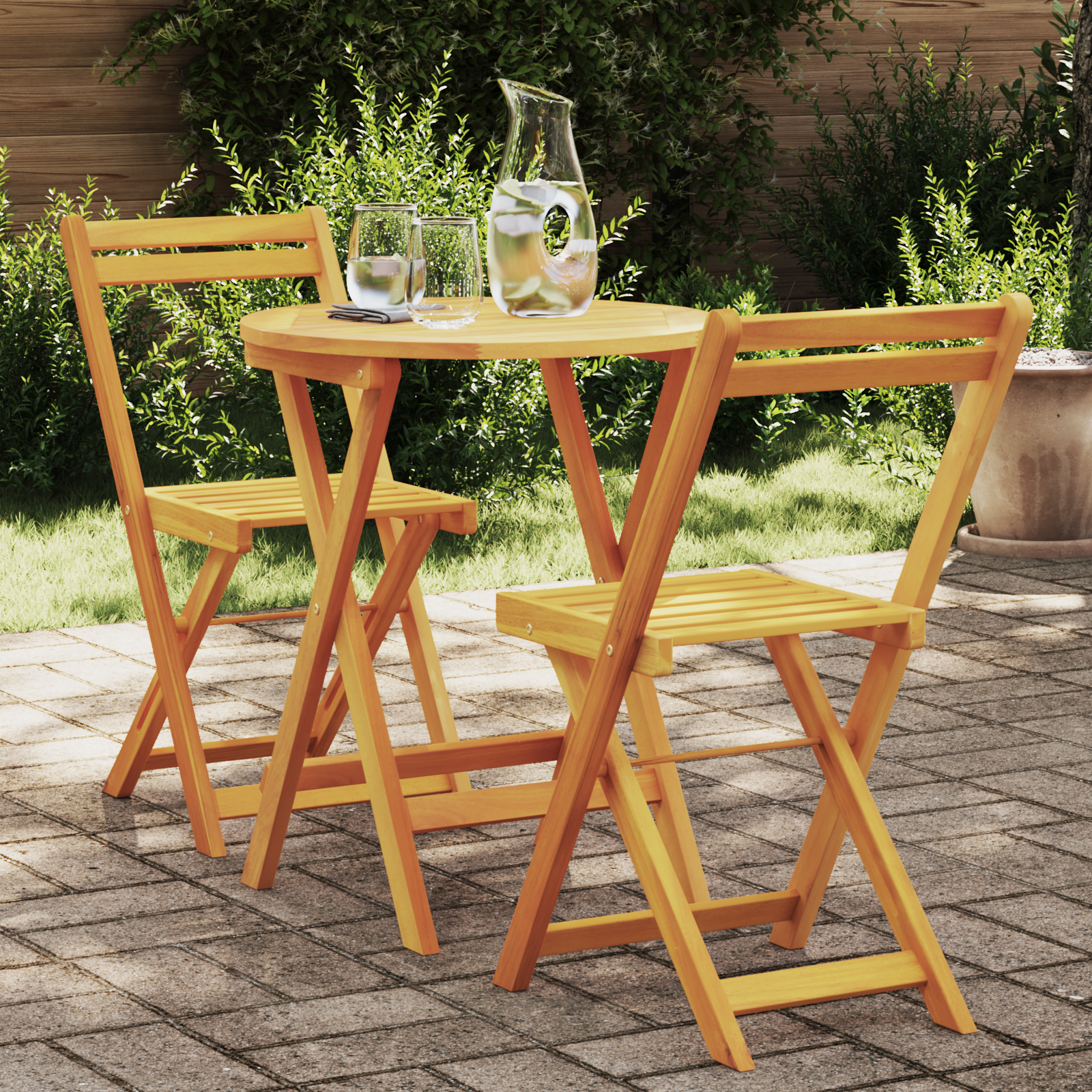 3-teiliges Faltbares Bistro Set Massivholz Akazie 3-teiliges Faltbares Bistro Set Massivholz Akazie