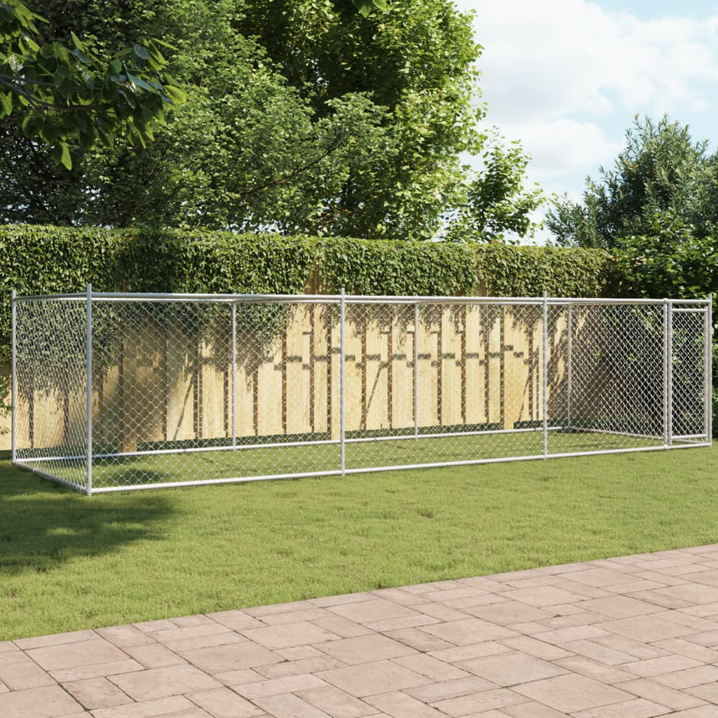 Hundezwinger mit Tür Grau 6x2x1,5 m Verzinkter Stahl Hundezwinger mit Tür Grau 6x2x1,5 m Verzinkter Stahl